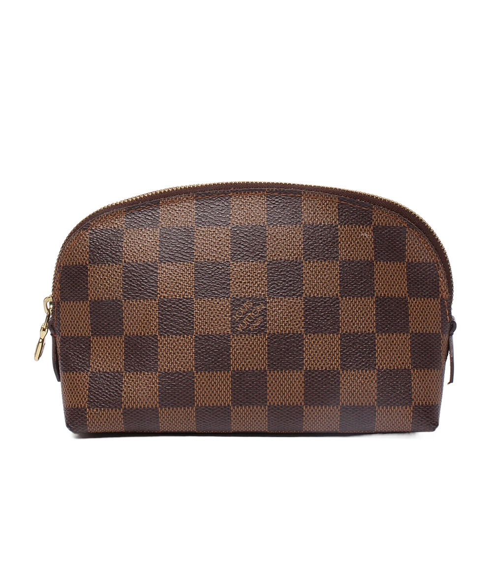 Louis Vuitton Pouch Pochette Cosmetic Damier Canvas Leather Ebene Brown